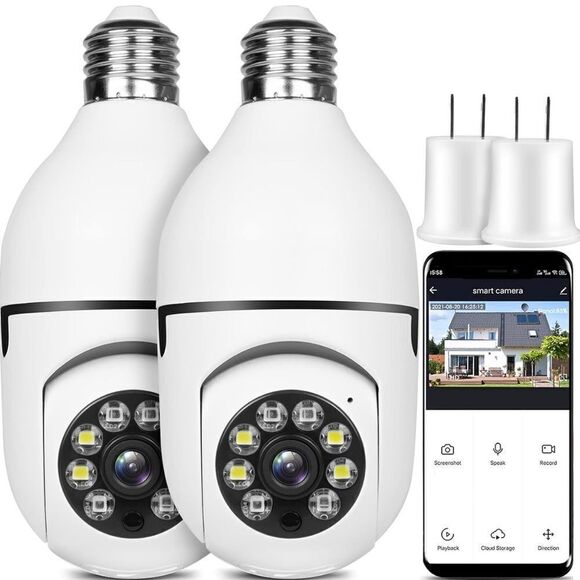 2 MP 2.4G WI-FI LIGHT SOCKET SMART SECURITY CAMERA - Picture 1 of 15